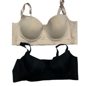 Set of 2 Shapedly Back Smoothing Bras – Black & Nude – Size 48